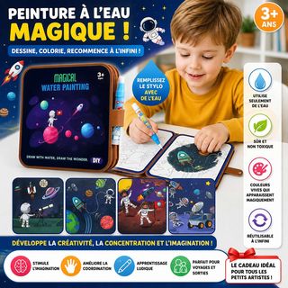 Livre Magique de Peinture à l'Eau – Thème Espace | Réutilisable | 3 Ans et +
