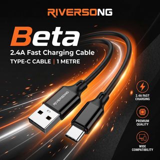 Câble de Charge Rapide RIVERSONG Beta Type-C – 2.4A Fast Charging (1 Mètre)