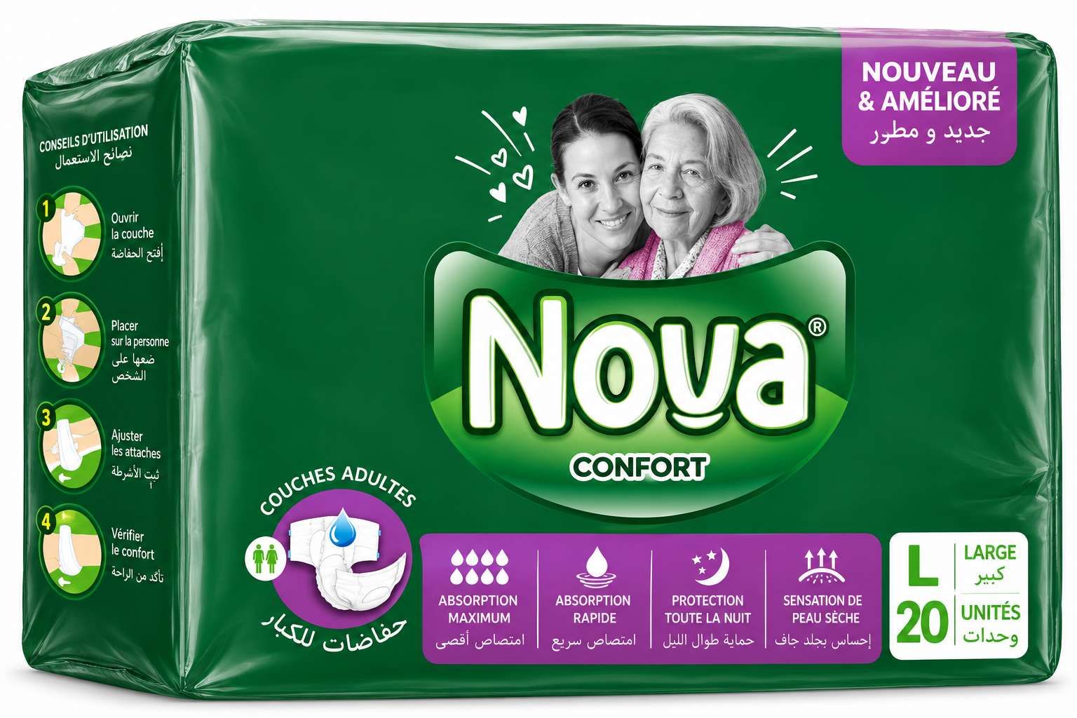 Nova Confort Couches Adultes Taille L – 20 Unités
