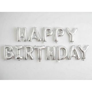 Bannière Ballons "Happy Birthday" Argent – Lettres en Aluminium pour Décoration Anniversaire
