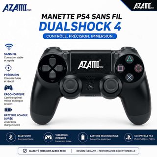 Azami Tech MANETTE PS4 SANS FIL DUALSHOCK 4 – noir