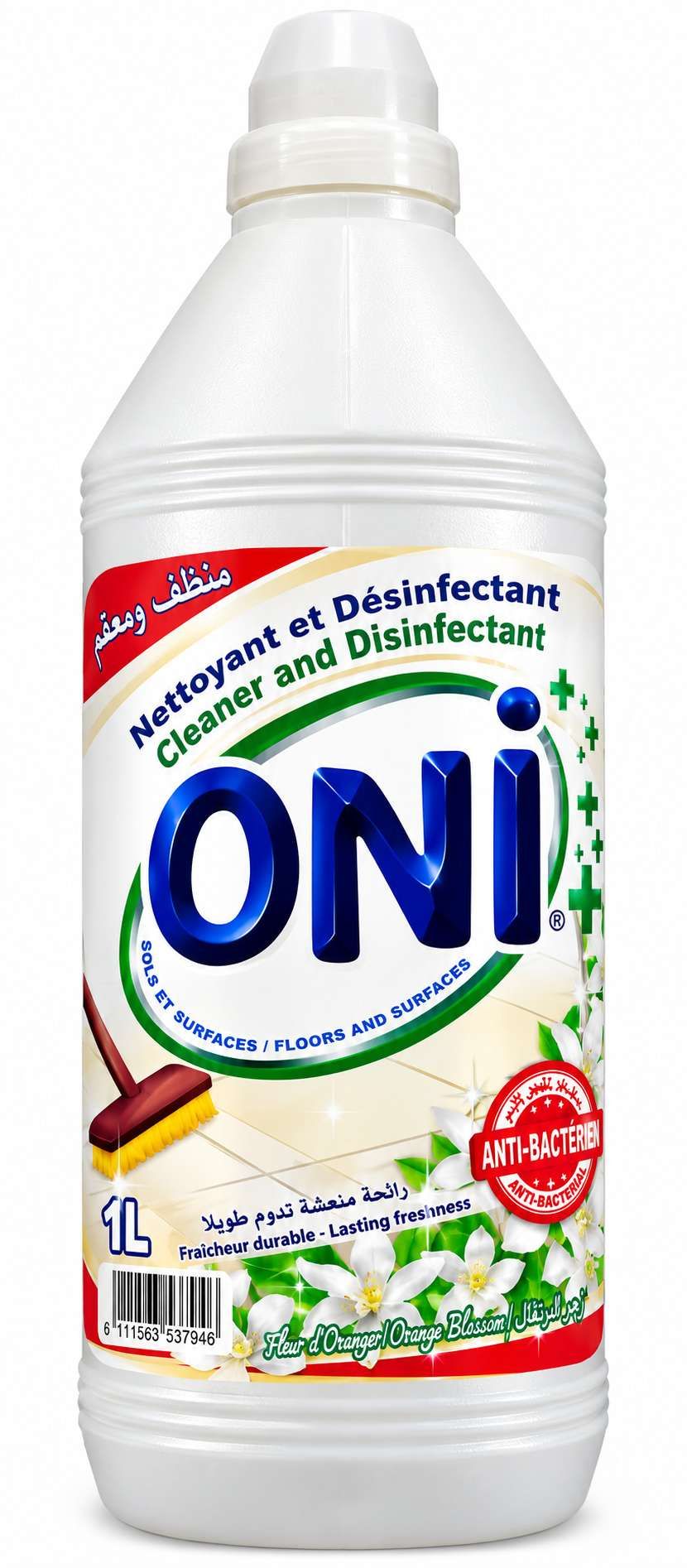 Oni Nettoyant et Désinfectant Sols et Surfaces Fleur d'Oranger – 1 L