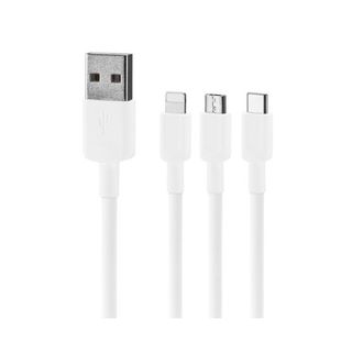 Câble de Charge Rapide 3 en 1 USB vers Type-C, Micro USB et Lightning 2.4A 1M