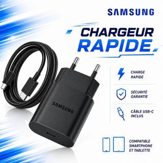 Chargeur Samsung Rapide 25W USB-C – Sécurité et Performance