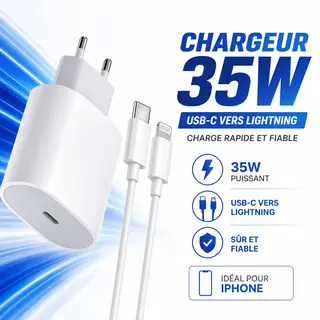 Chargeur 35W USB-C vers Lightning – Rapide et Fiable pour iPhone
