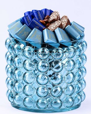 Pot en verre bullé bleu glacé (V8MM)