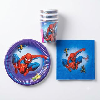 Kit Anniversaire Complet Spider-Man – Assiettes, Gobelets & Serviettes (Pack Fête)