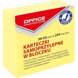 PRODUKTY BIUROWE Mini podkładka samoprzylepna jasnożółta, 50x50 mm