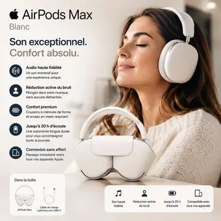 AirPods Max Blanc – L’Excellence Audio au Quotidien