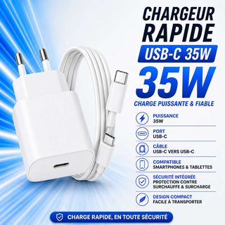 chargeur iphone USB-C vers USB-C 35W