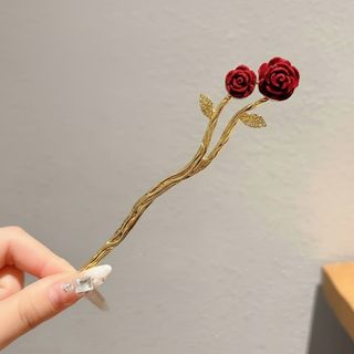 Ukrasni dodatak za kosu sa dvije somotne ruže i zlatnim tijelom