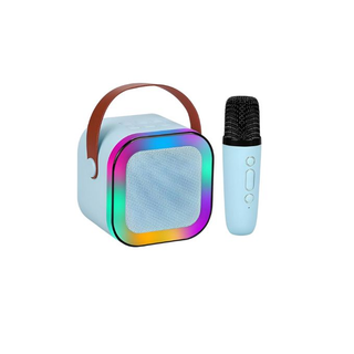 Mini haut-parleur Bluetooth avec microphones sans fil, avec technologie de modification de la voix, pour enfants (Bleu)