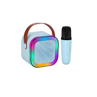 Mini haut-parleur Bluetooth avec microphones sans fil, avec technologie de modification de la voix, pour enfants (Bleu)