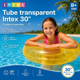 Bouée Gonflable Transparente Intex 30" Jaune – 8 Ans+