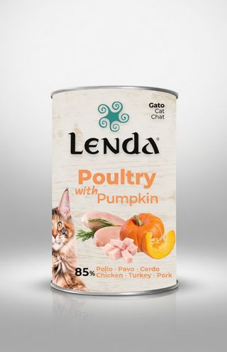 Pâtée chaton et chat adulte toutes races - Volaille et potiron - Lenda 400g