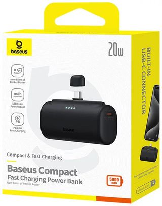 Batterie externe Baseus Compact Series 5000 mAh à charge rapide 20 W PD avec connecteur USB-C intégré | Batterie externe de poche idéale pour les voyages