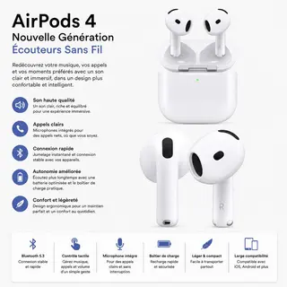AirPods 4 Nouvelle Génération – Écouteurs sans fil