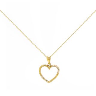 Colgante Corazón con Circonitas Blancas en Oro Amarillo 9 Kilates