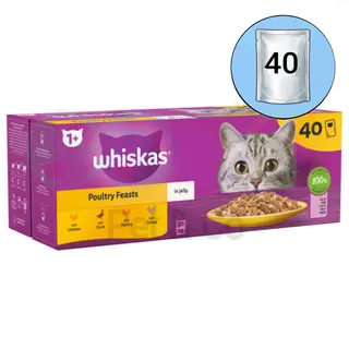 Lot Whiskas morceaux dans Jelly Poultry Feasts pour chats 40x85g