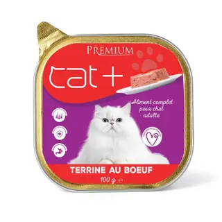 Pâtée Cat+ Premium au Bœuf pour Chat Adulte 100g