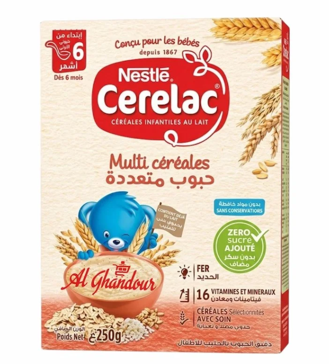 Nestlé Cerelac Céréales Infantiles au Lait Multi Céréales Dès 6 Mois – 250 g