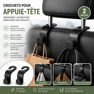 Crochets d'Appuie-Tête pour Voiture – Lot de 2 Pièces