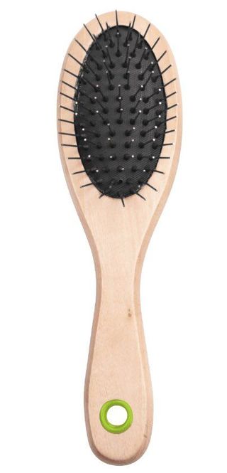 Peigne ovale double face moyen avec manche en bois