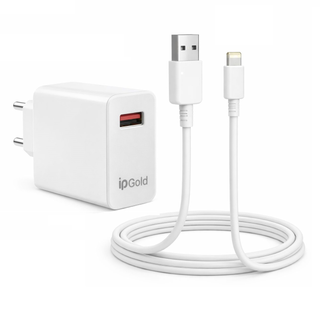 Chargeur Secteur Rapide 18W avec Câble USB-A vers Lightning, compatible avec iPhone, iPad.