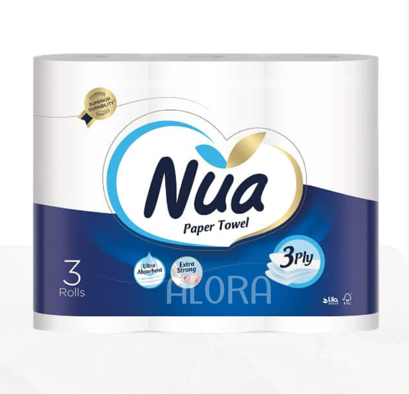 Nua Essuie-Tout 3 Plis Ultra Absorbant – 3 Rouleaux