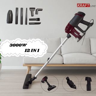 Aspirateur balai KRAFT LINE AS-8008 – 3000W – 12 en 1 avec filtre HEPA et accessoires multifonctions