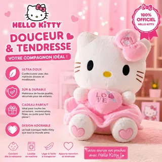 Peluche Hello Kitty Rose – Douceur & Tendresse