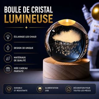 Boule de Cristal Lumineuse 3D – Une Touche Magique pour Votre Intérieur