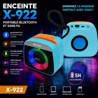 Enceinte Bluetooth Portable X-922 LED Sans Fil