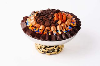 Coupe rond en inox sur socle design doré (I10PM)