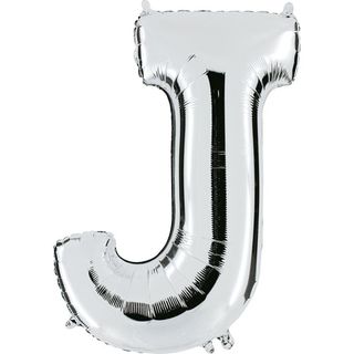 3D Ballon lettre J argent  - Décoration Anniversaire