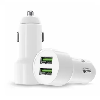 Chargeur de voiture blanc double USB