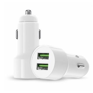 Chargeur de voiture blanc double USB
