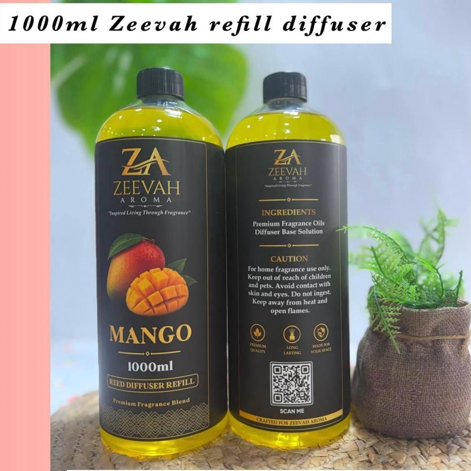 Zeevah Aroma Mango Reed Diffuser Refill, 1000ml