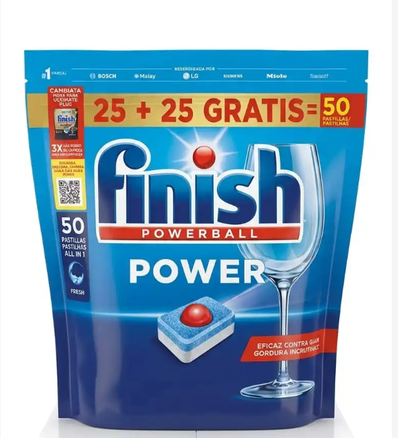 Finish Powerball Power Pastilles Lave-Vaisselle Tout en 1 – 50 Pastilles