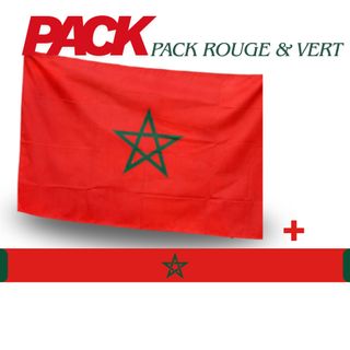 Pack Rouge & Vert drapeau 60x90cm +echarpe 135cm