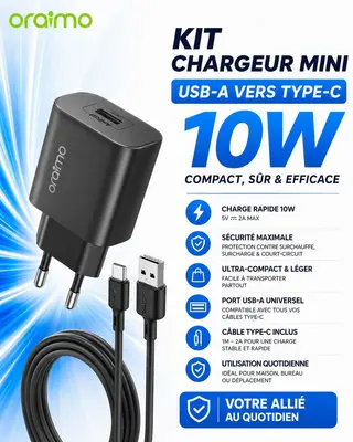 oraimo PowerMate 101 – Chargeur Mini Ultra-Portable & Sécurisé