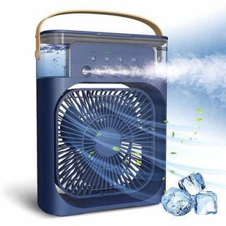 Mini Ventilateur Climatiseur Portable,Refroidissement à Eau et Glaçons avec Lumière LED Multicolore