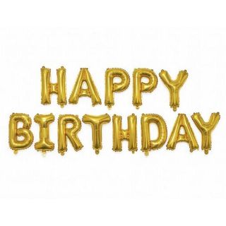 Bannière Ballons "Happy Birthday" Doré – Lettres en Aluminium pour Décoration Anniversaire