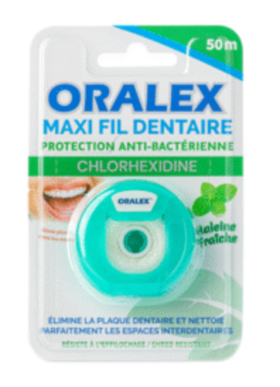 Oralex Maxi Fil Dentaire Chlorhexidine Protection Anti-Bactérienne – 50 m
