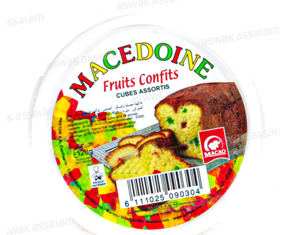 Macao Fruits Confits Macédoine Cubes Assortis – 120 g