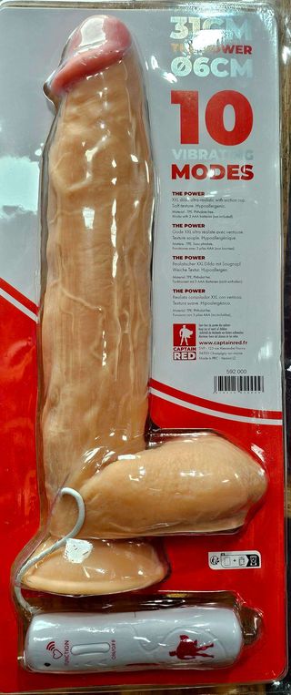 Dildo 31 cn por 6 cnt ancho con ventosa con vibracion blanco