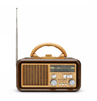 Radio Portable Vintage Rechargeable avec Bluetooth, USB, Carte Mémoire et Lampe Torche LED